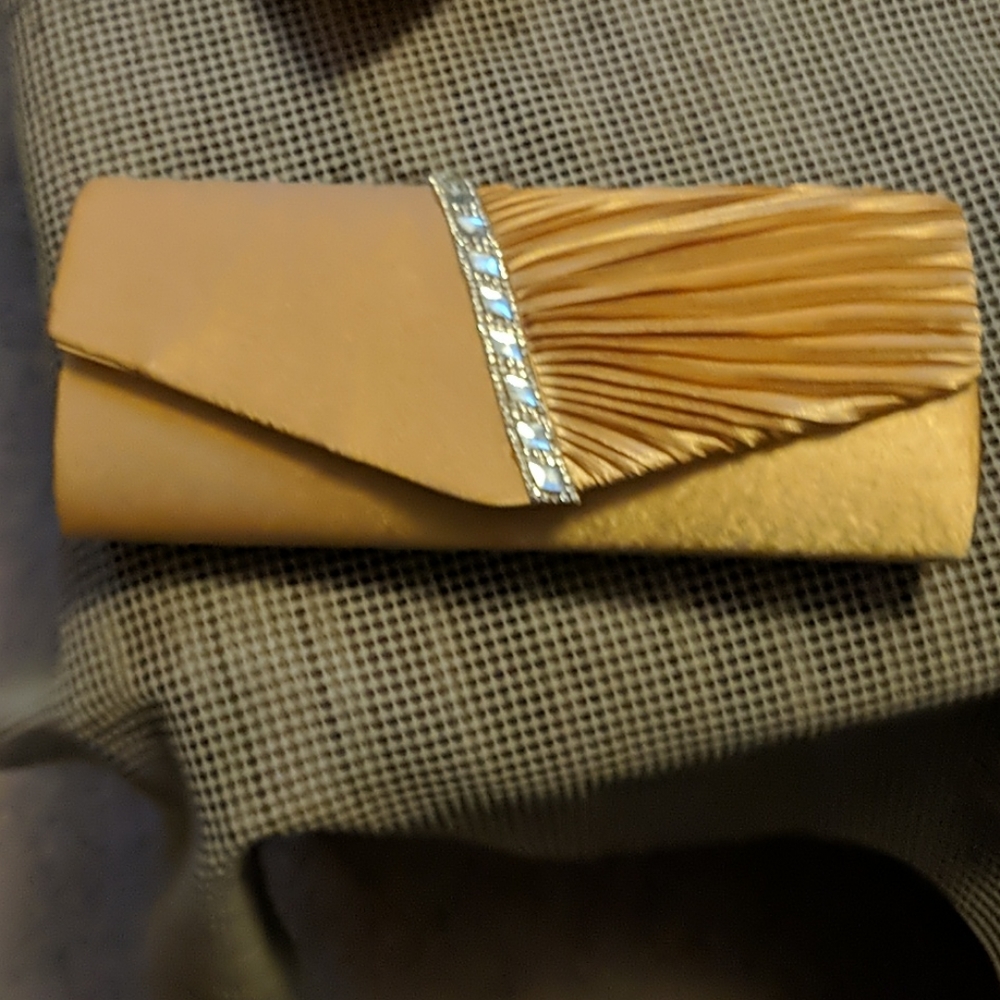 Gold evening clutch